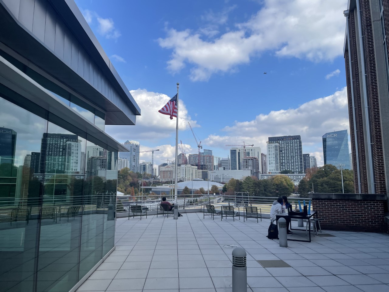 A reflection area will feature an American flag and overlook Griffin Track and McCamish Pavilion, with the Atlanta skyline in the distance.